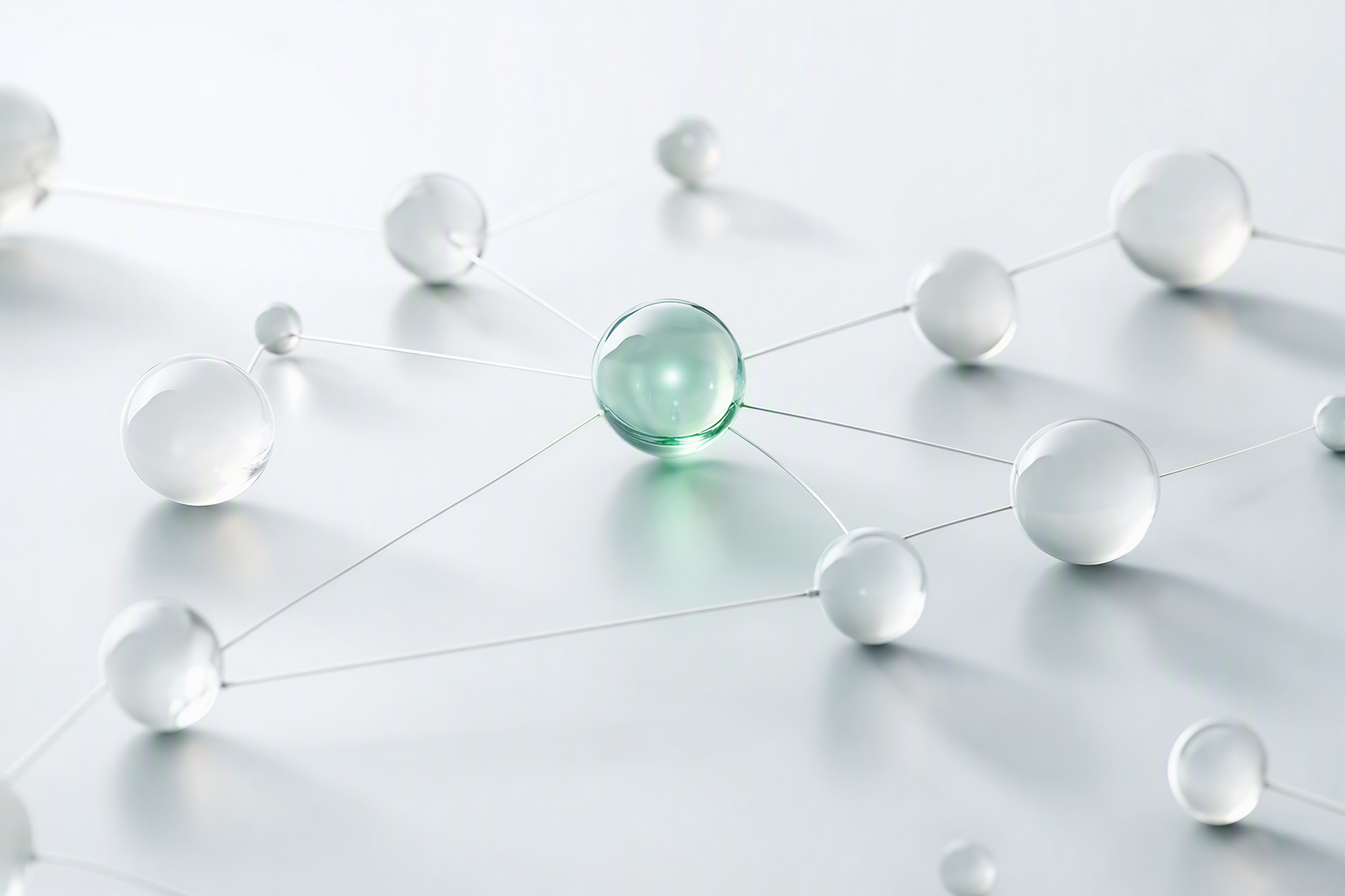 Translucent linked nodes representing connected notes